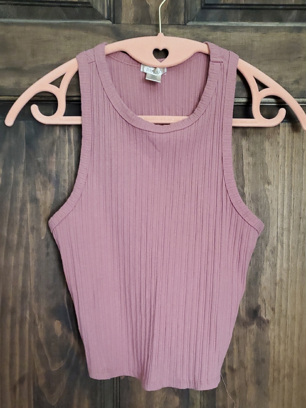 Bozzolo Ribbed Tank Top in Mauve Pink
